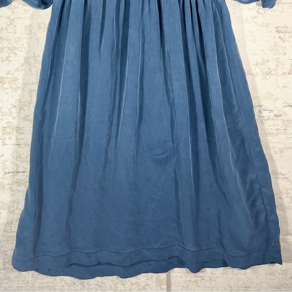 100% Silk Blue Mini Crew Nevk Dress with Dulman Bat Dleeves, sizes in pictures - Picture 4 of 11